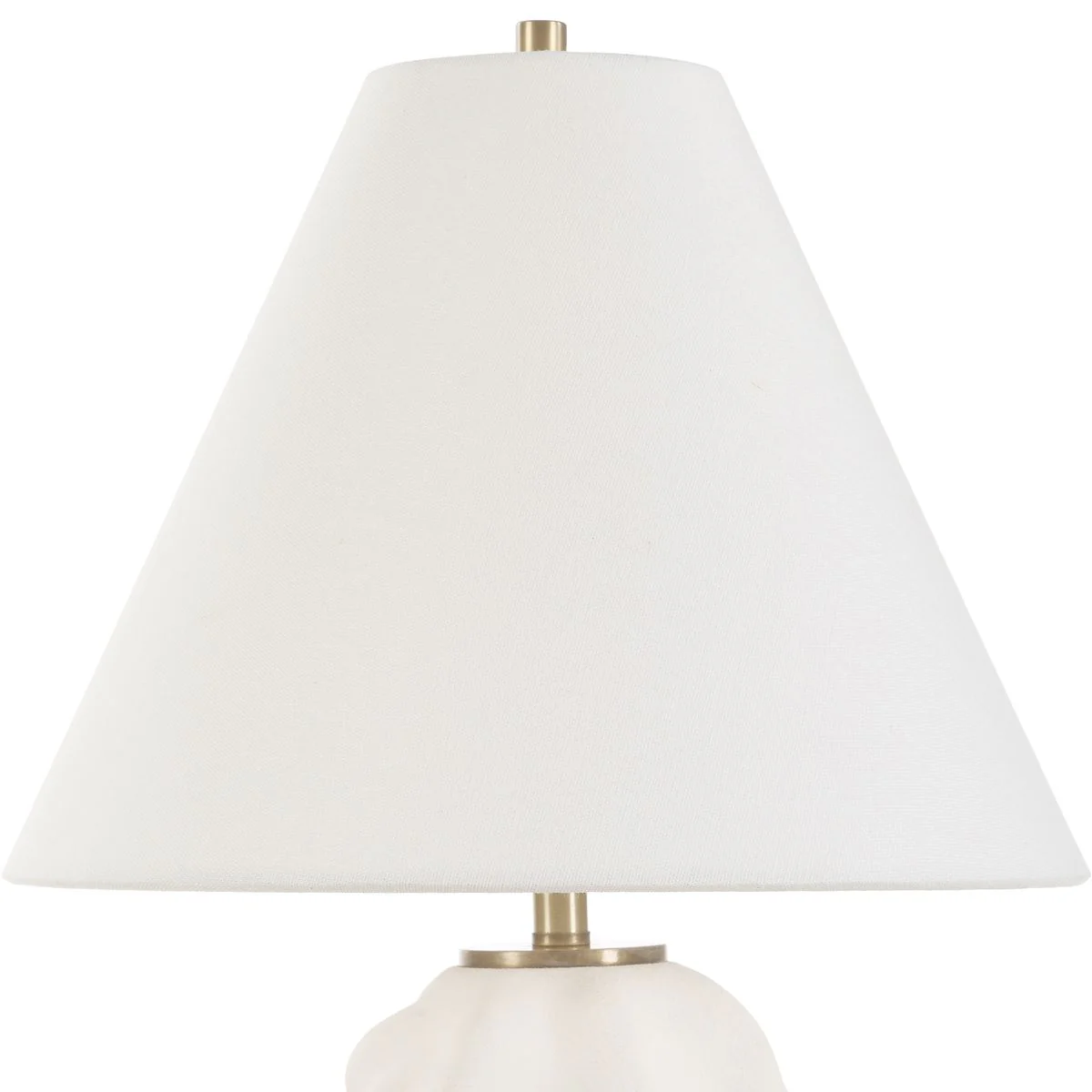 Uttermost Bora Matte White Glazed Swirl Base Accent Lamp With White Linen Shade - Image 4