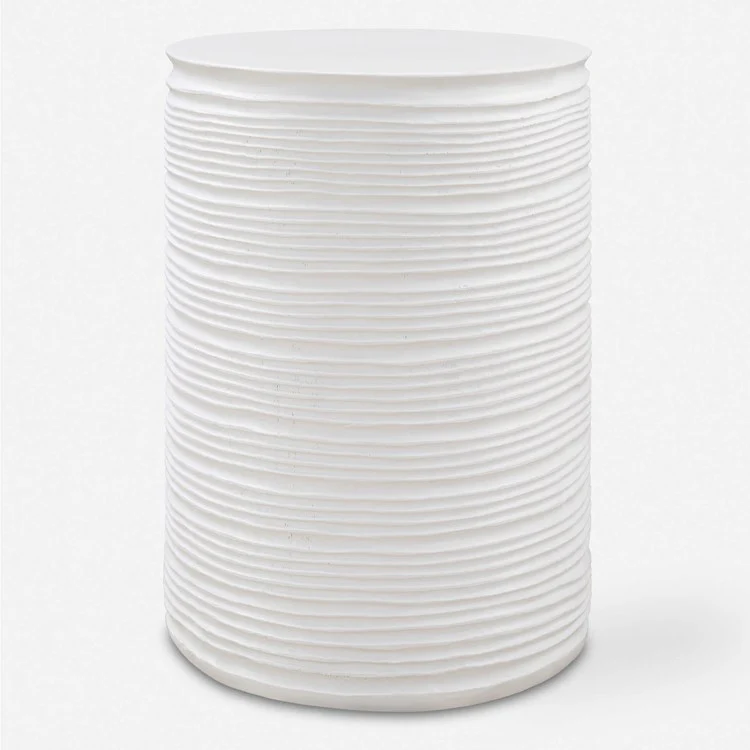 Uttermost Borderline White Resin Round Accent Table - Image 2