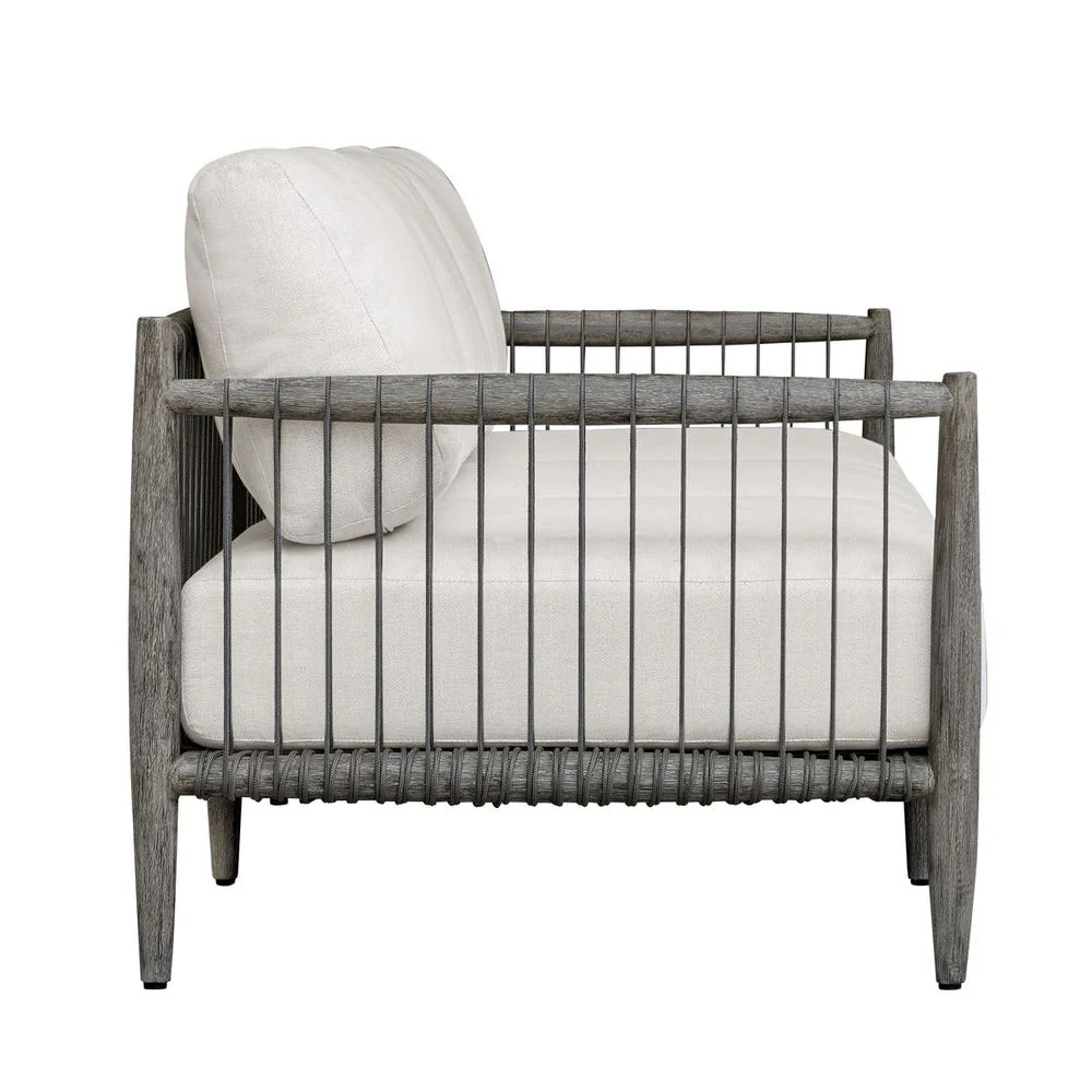Uttermost Borneo Dark Gray Mahogany With Oyster White Cushion Outdoor Sofa - Image 3