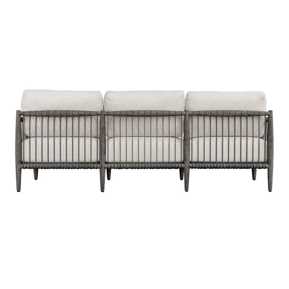 Uttermost Borneo Dark Gray Mahogany With Oyster White Cushion Outdoor Sofa - Image 4