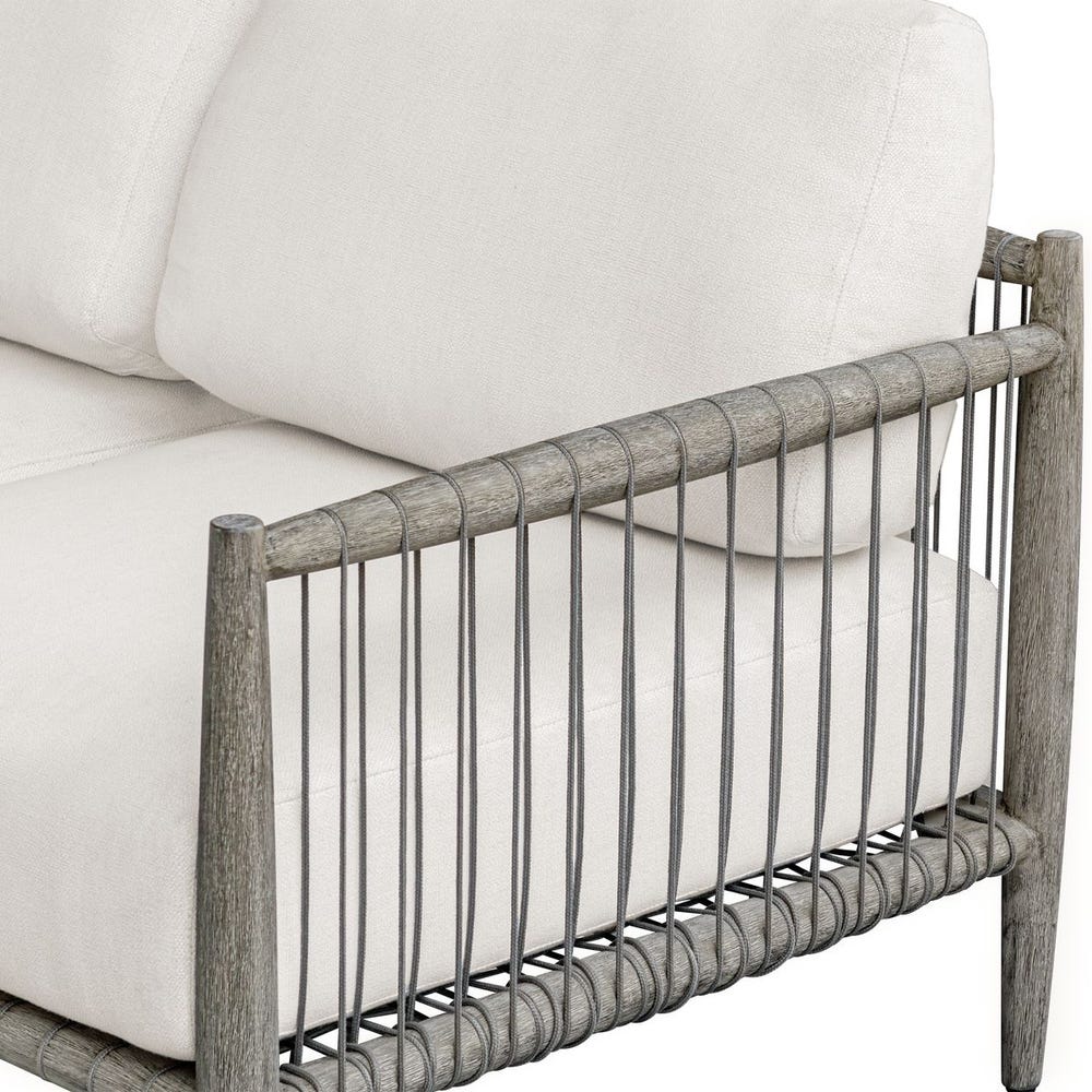 Uttermost Borneo Dark Gray Mahogany With Oyster White Cushion Outdoor Sofa - Image 7