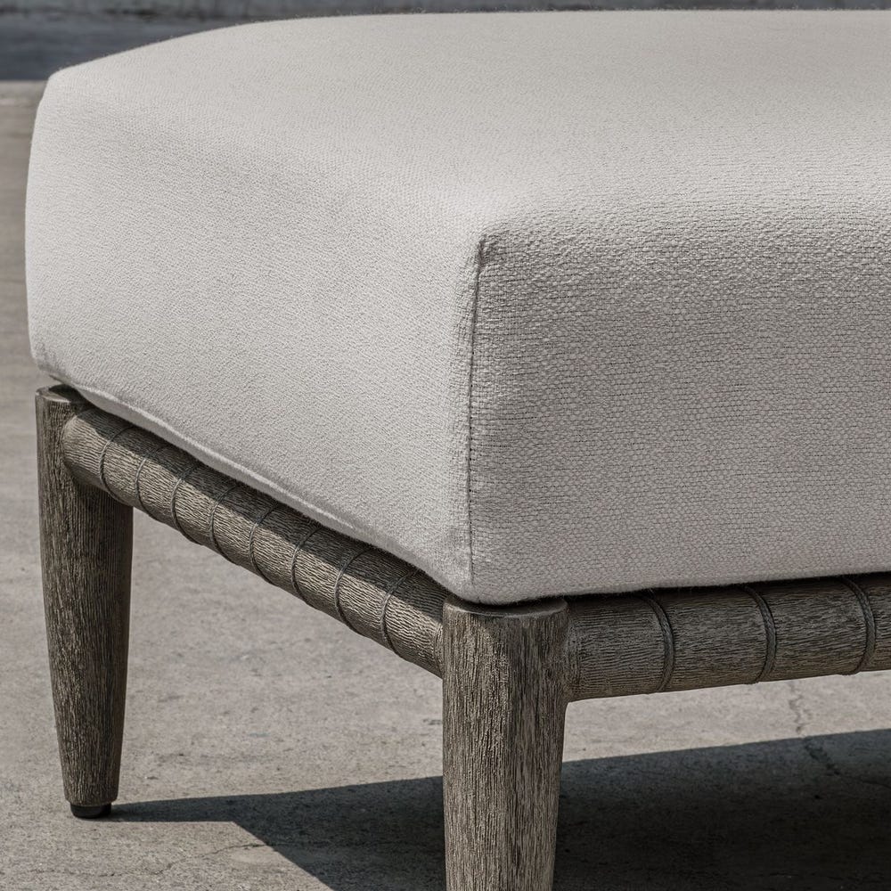 Uttermost Borneo Oyster White Outdoor Ottoman - Image 2