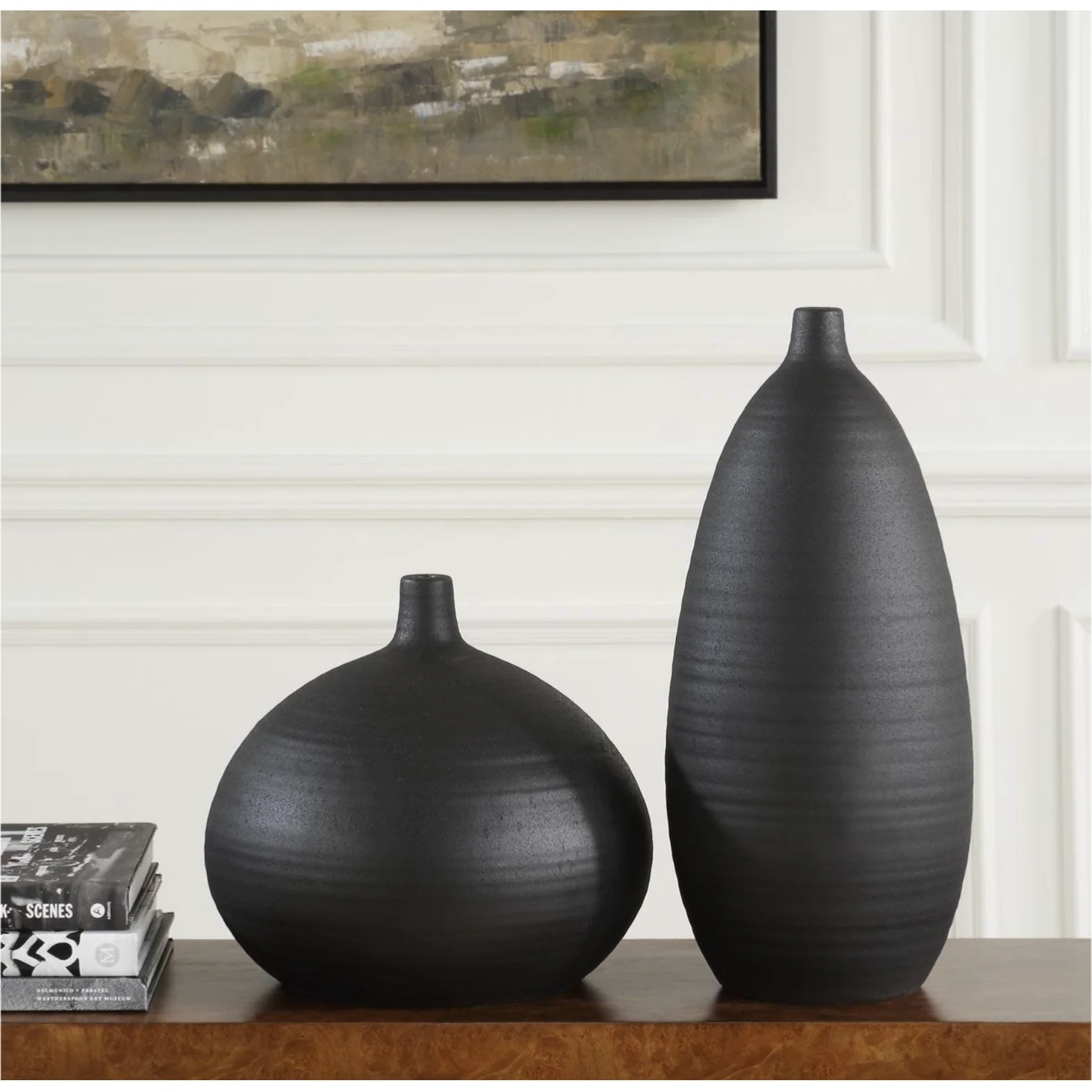 Uttermost Bower Sleek Black Vases ~ Set Of 2 - Image 3