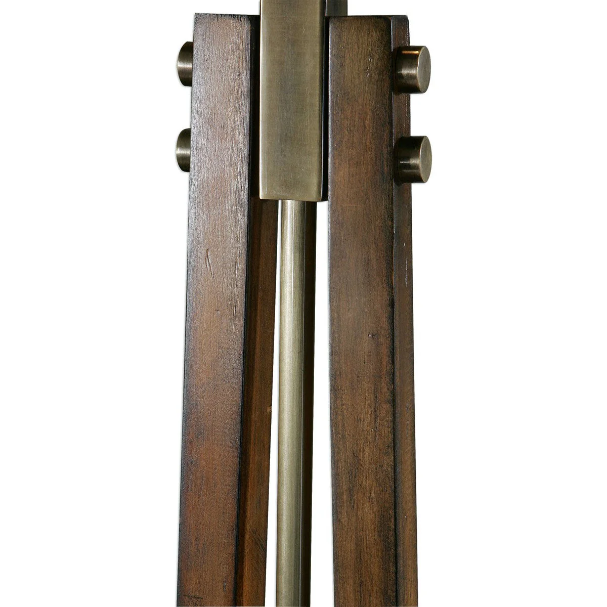 Uttermost Boydton Wood and Coffee Bronze Iron Floor Lamp With Light Beige Linen Shade - Image 3