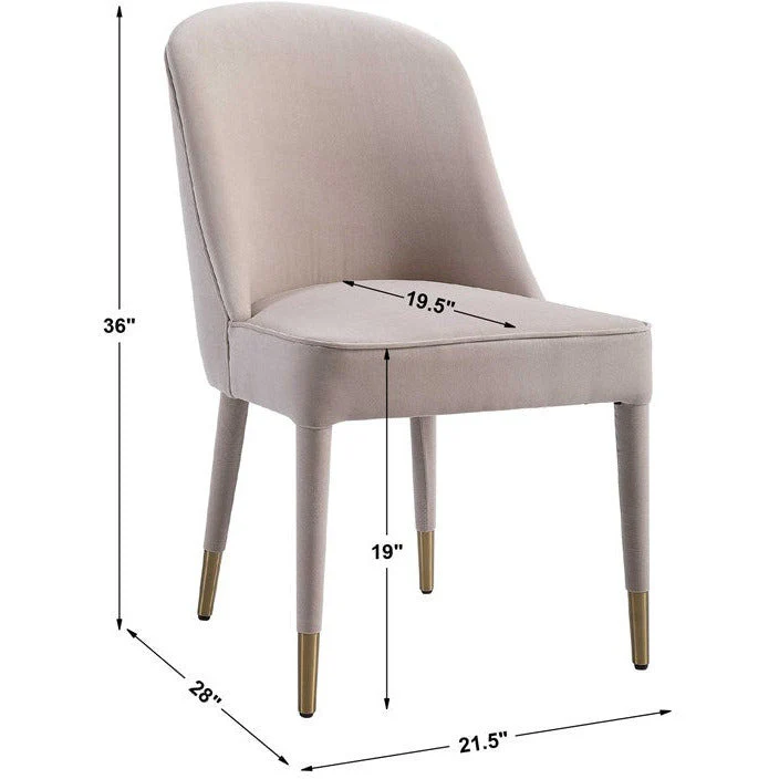 Uttermost Brie Cream Velvet Modern Dining Chairs Set of 2 - Image 7