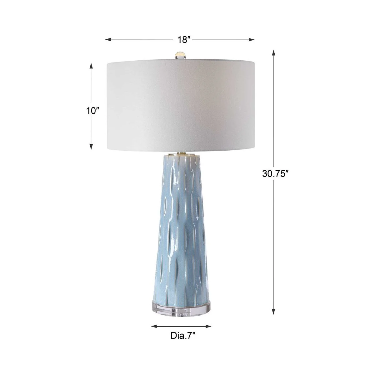Uttermost Brienne Light Powder Blue Ceramic Table Lamp With White Linen Shade - Image 8