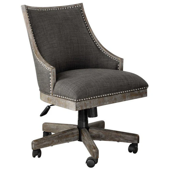 Uttermost Aidrian Charcoal Gray Linen Desk Chair - Image 4