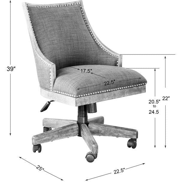 Uttermost Aidrian Charcoal Gray Linen Desk Chair - Image 9