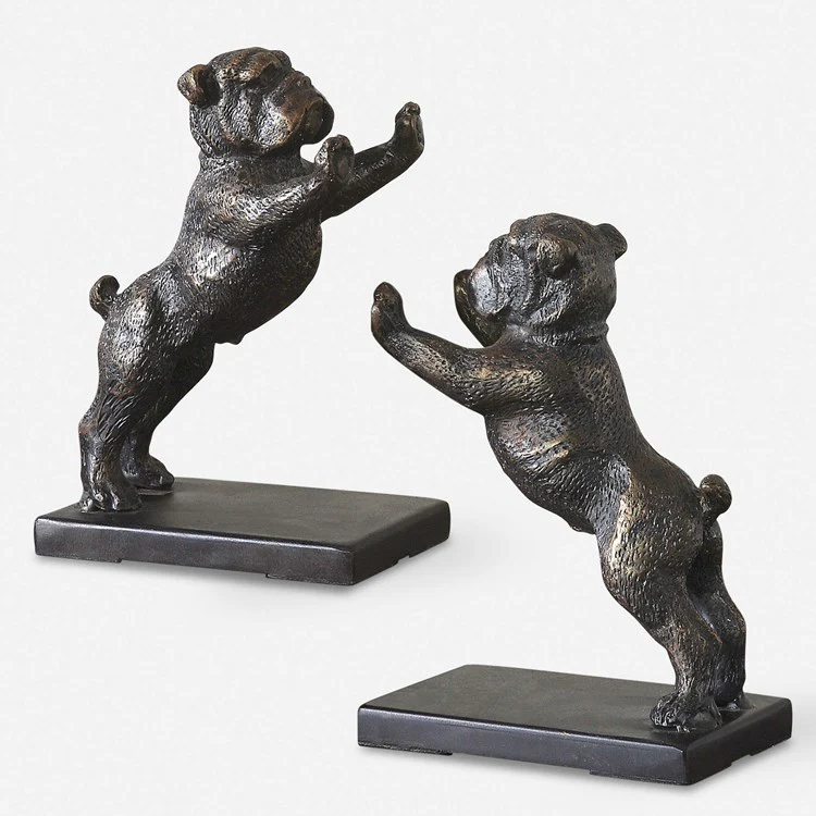 Uttermost Bulldogs Bronze with Dark Gray Glaze Cast Iron Bookends - Image 2