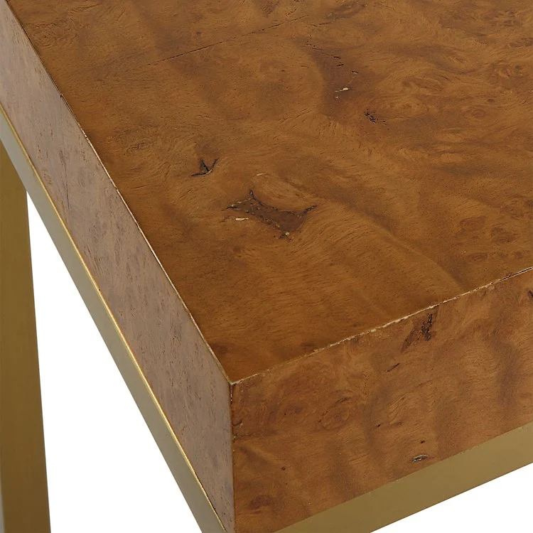 Uttermost Burlesque Burl With Brushed Brass Set of 2 Nesting Tables - Image 7