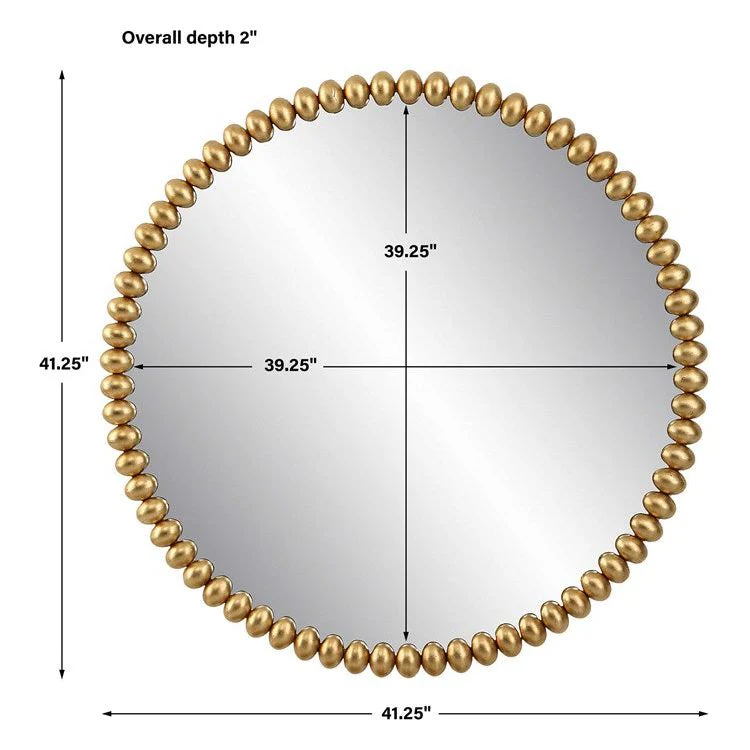 Uttermost Byzantine Antiqued Gold Leaf Beaded Round Mirror - Image 4