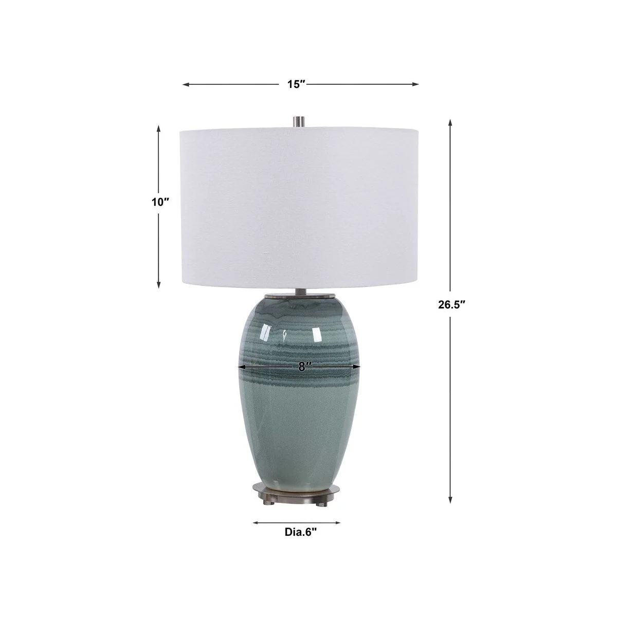 Uttermost Caicos Aqua and Teal Crackle Glazed Ceramic Table Lamp With White Linen Shade - Image 9