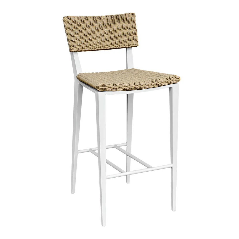 Uttermost Calbas Honey All Weather Wicker Outdoor Bar Stool With White Frame - Image 2