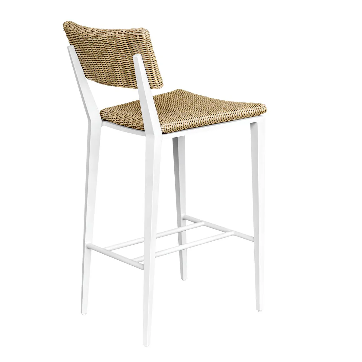 Uttermost Calbas Honey All Weather Wicker Outdoor Bar Stool With White Frame - Image 5