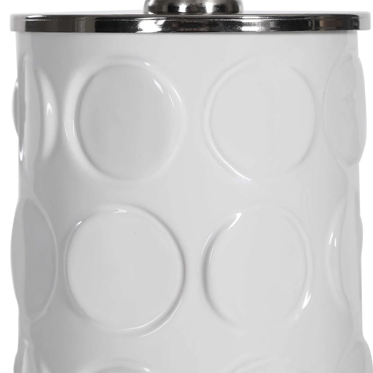 Uttermost Calia White Embossed Ceramic Table Lamp With Linen Shade - Image 3