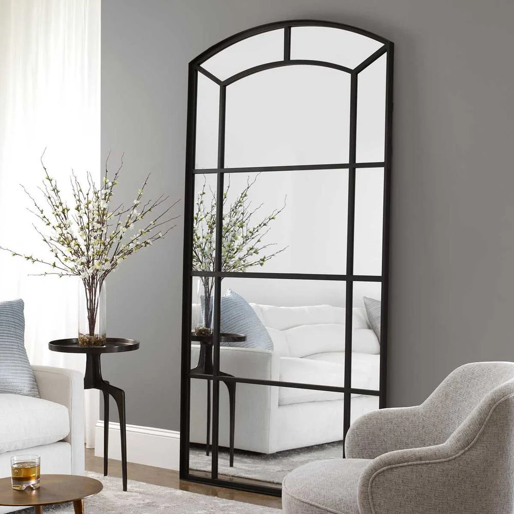 Uttermost Camber Rich Satin Black Arch Mirror