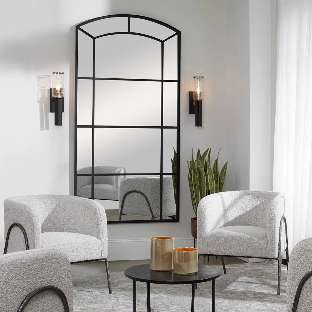 Uttermost Camber Rich Satin Black Arch Mirror - Image 2