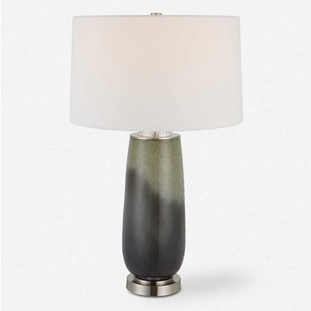 Uttermost Campa Green and Gray Blue Ombré Ceramic Table Lamp With White Shade - Image 2