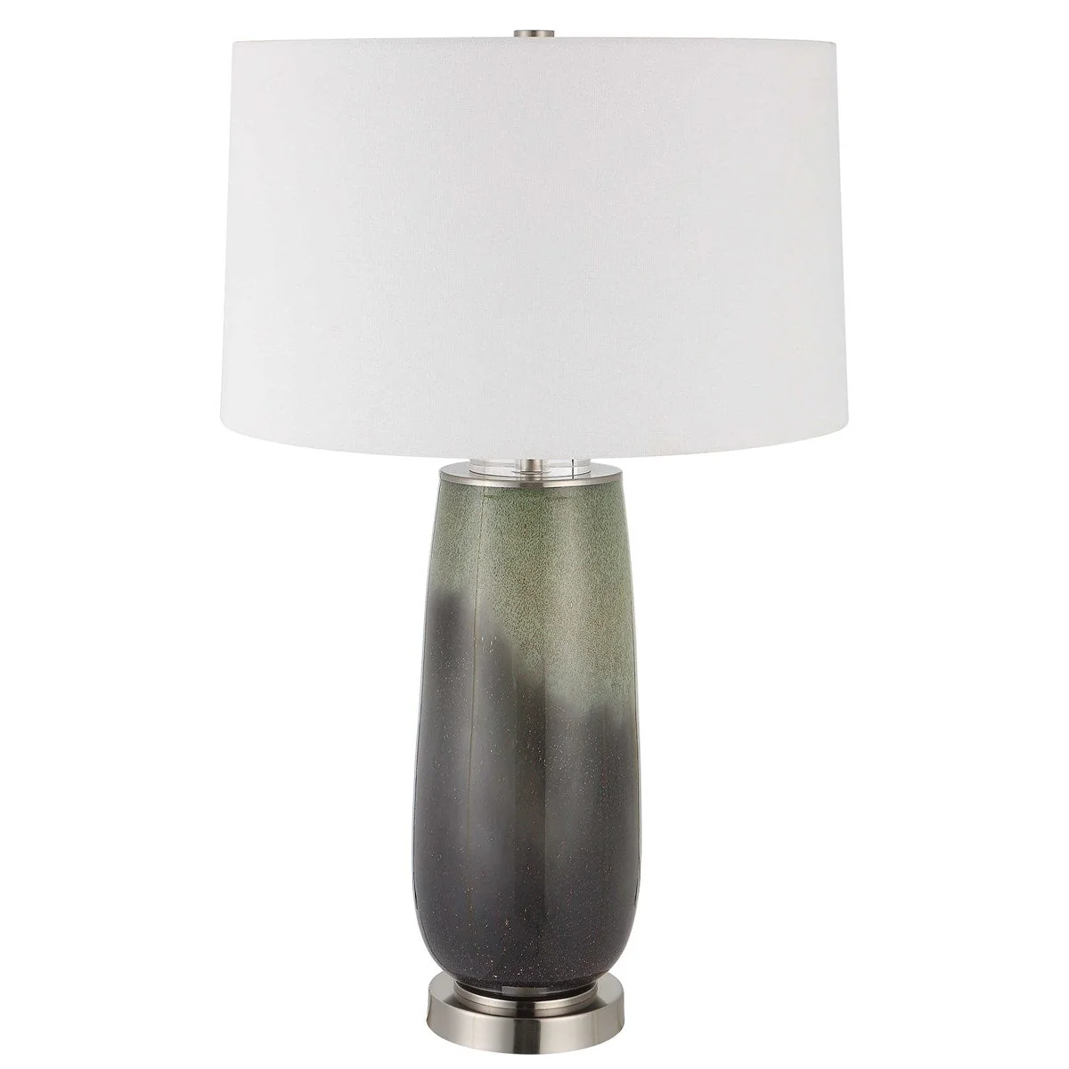 Uttermost Campa Green and Gray Blue Ombré Ceramic Table Lamp With White Shade - Image 4
