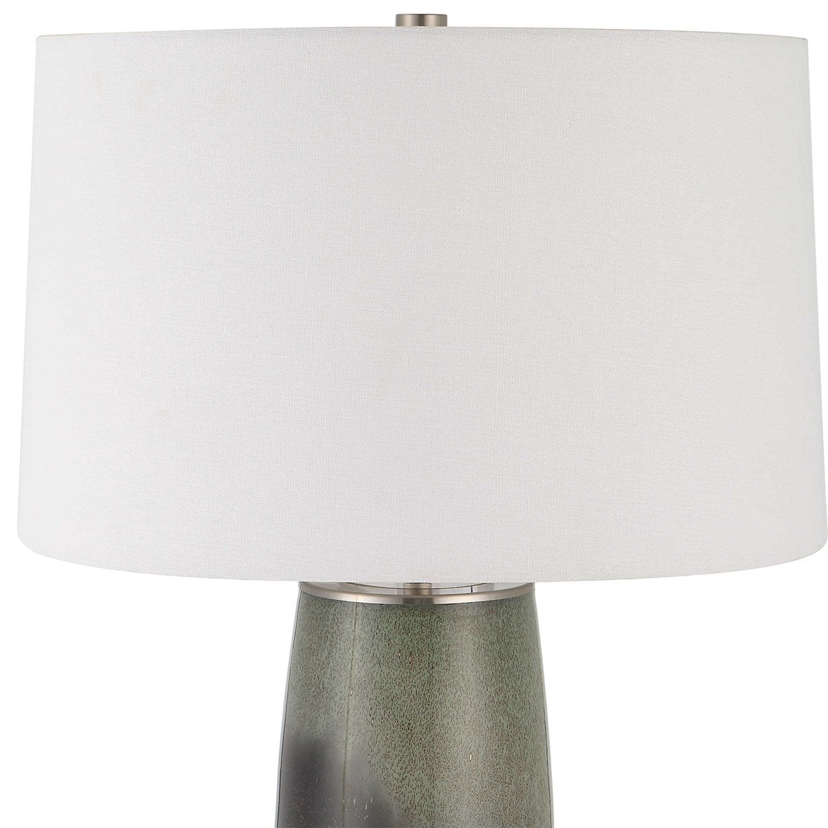Uttermost Campa Green and Gray Blue Ombré Ceramic Table Lamp With White Shade - Image 5