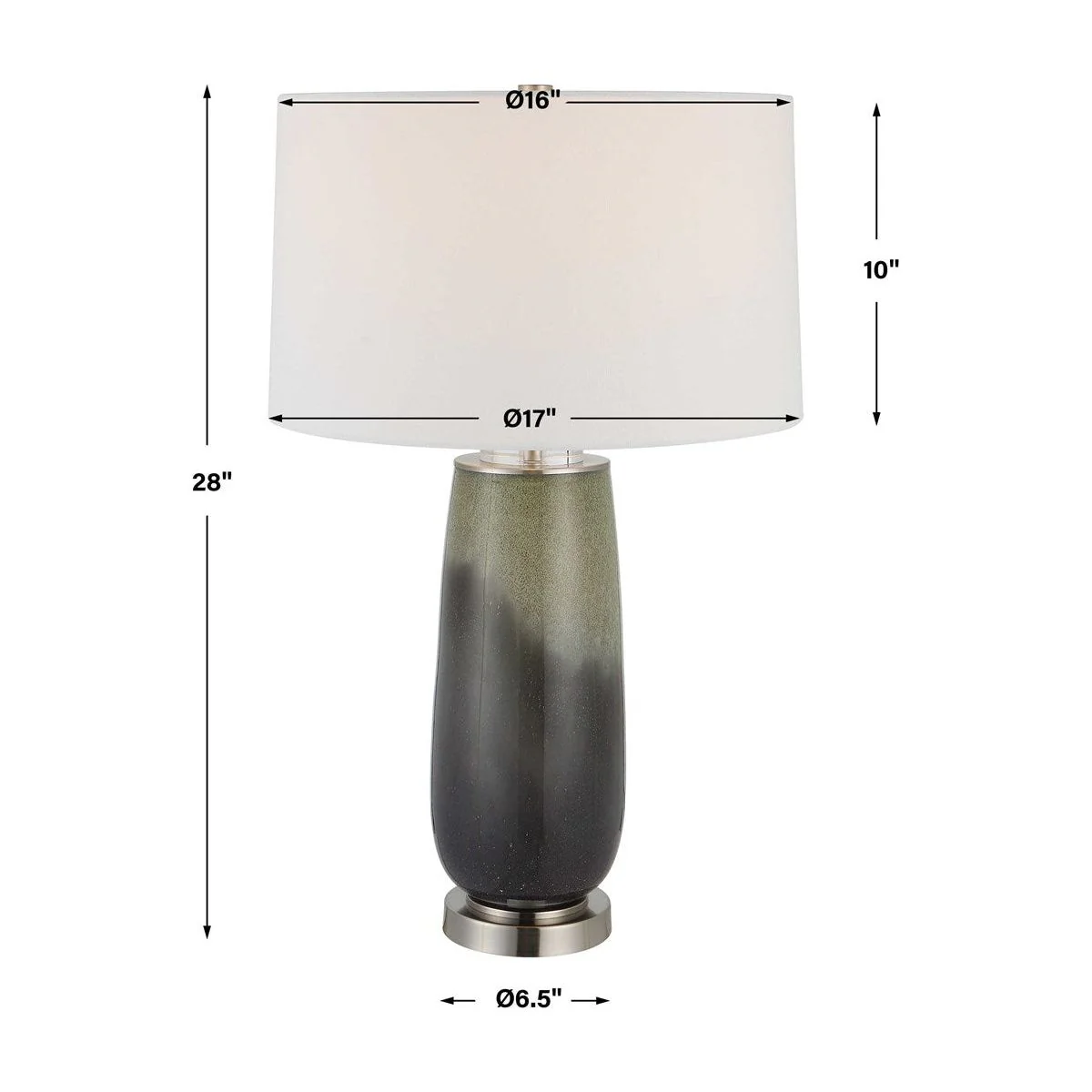 Uttermost Campa Green and Gray Blue Ombré Ceramic Table Lamp With White Shade - Image 8