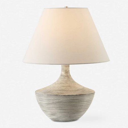 Uttermost Carafe Charcoal and Ivory Ceramic Table Lamp With Linen Shade - Image 3