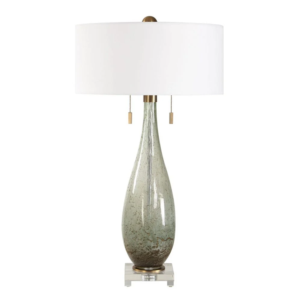 Uttermost Cardoni Smokey Fern- Green Glass Table Lamp - Image 6