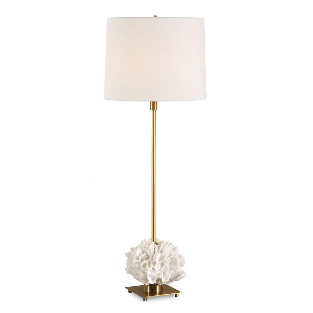 Uttermost Caronia Ivory Toned Coral Sculpture Buffet Lamp With Linen Shade - Image 2