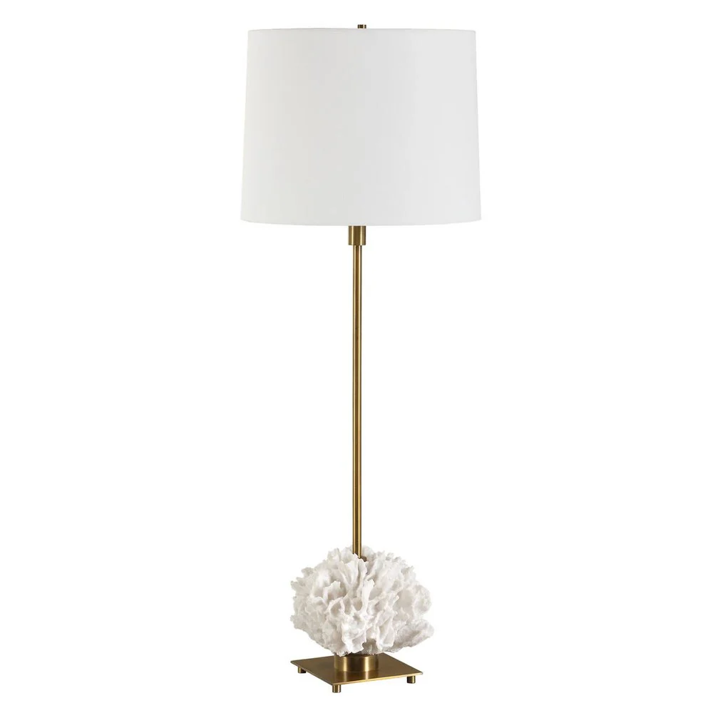 Uttermost Caronia Ivory Toned Coral Sculpture Buffet Lamp With Linen Shade - Image 3