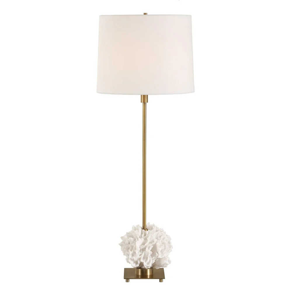 Uttermost Caronia Ivory Toned Coral Sculpture Buffet Lamp With Linen Shade - Image 4