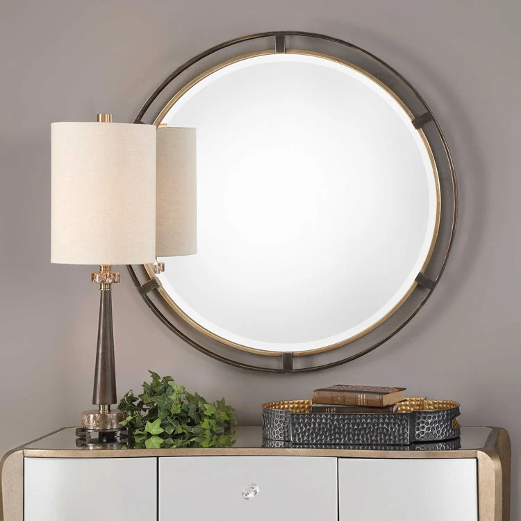Uttermost Carrizo Rustic Bronze Iron Round Mirror - Image 3