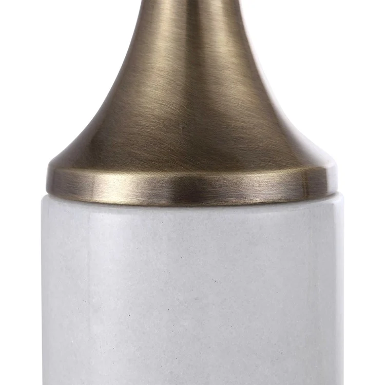 Uttermost Castiel White Marble and Antiqued Brushed Brass Set of 2 Candle Holders ~ Candles Included - Image 4