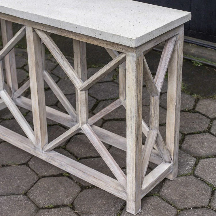 Uttermost Catali Natural Ivory Limestone Top With Wood Base Console Table - Image 6