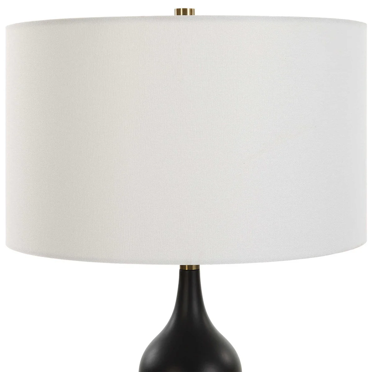 Uttermost Caviar Matte Black Glazed Ceramic Table Lamp With White Linen Shade - Image 5