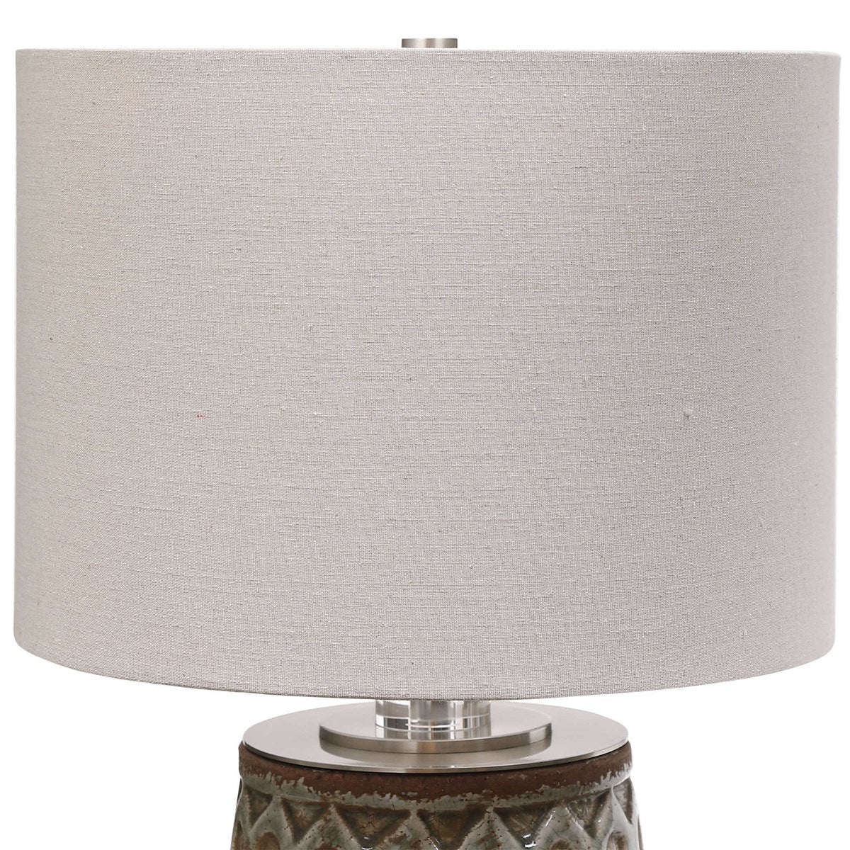 Uttermost Cetona Blue Gray Glazed Embossed Ceramic Table Lamp With Linen Shade - Image 7