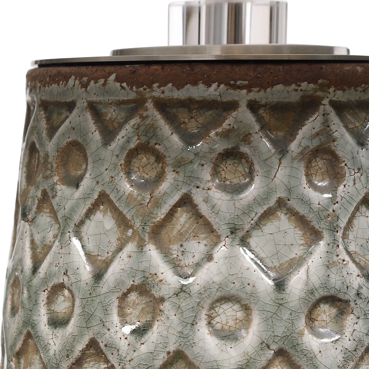 Uttermost Cetona Blue Gray Glazed Embossed Ceramic Table Lamp With Linen Shade - Image 8