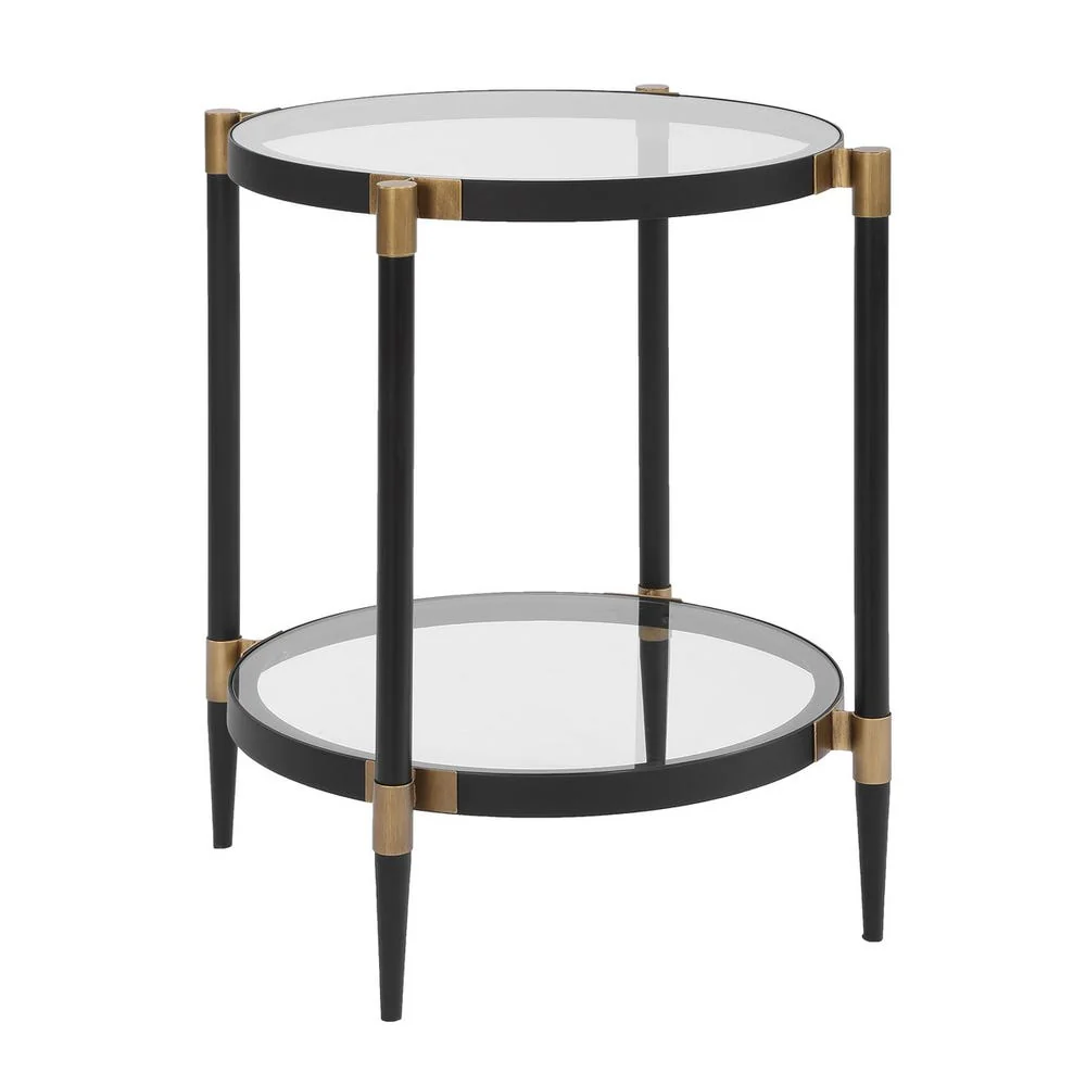 Uttermost Chadid Sleek Black Iron And Gold Accents Side Table - Image 5
