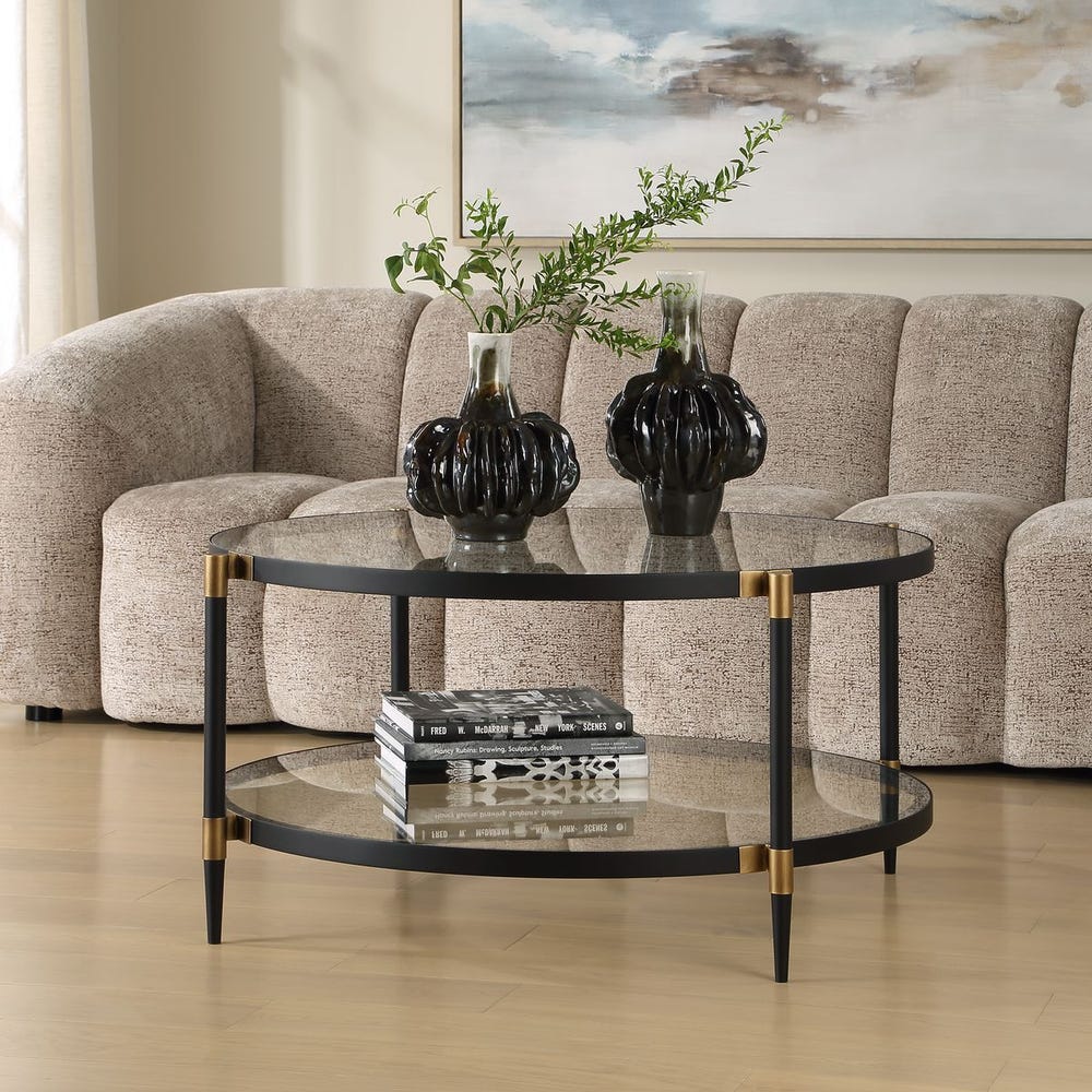 Uttermost Chadid Sleek Black Iron And Gold Accents Coffee Table - Image 2