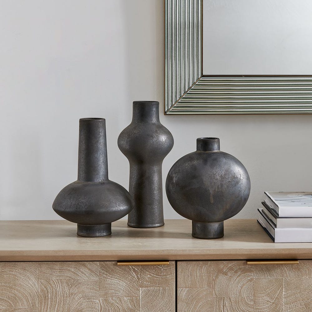 Uttermost Charcoal Bloom Vases ~ Set Of 3 ~ Indoor And Outdoor Use - Image 2