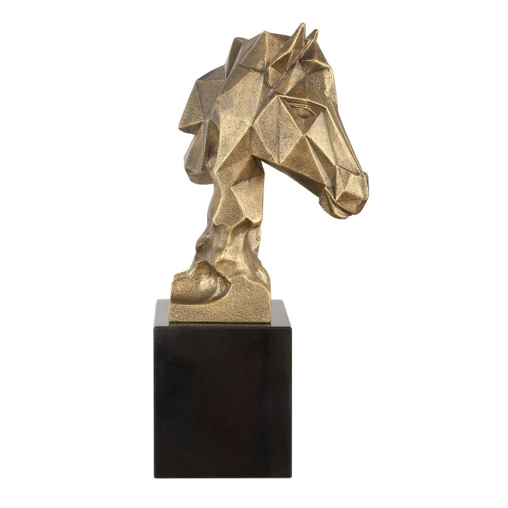 Uttermost Chiseled Antique Gold Horse Bust Sculpture - Image 3