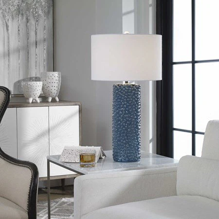Uttermost Ciji Indigo Blue Table Lamp With White Shade - Image 3