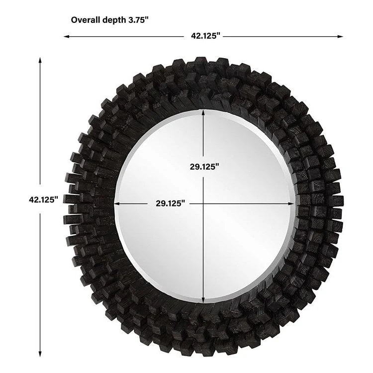 Uttermost Circle of Piers Black Wood Round Mirror - Image 6