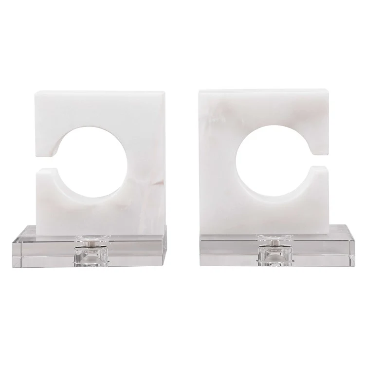 Uttermost Clarin White and Gray Marble Contemporary Bookends - Image 3