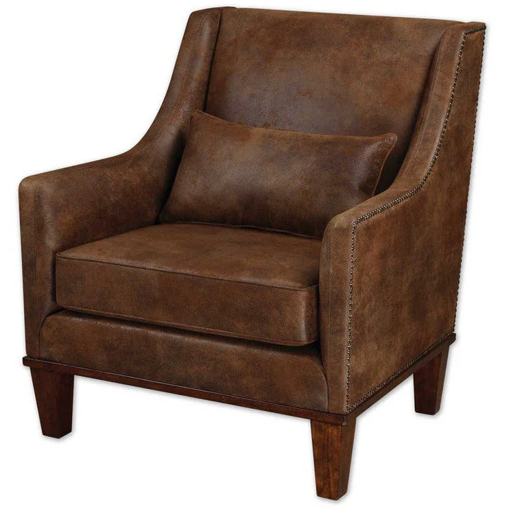 Uttermost Clay Velvety Soft Brown Fabric Armchair - Image 3