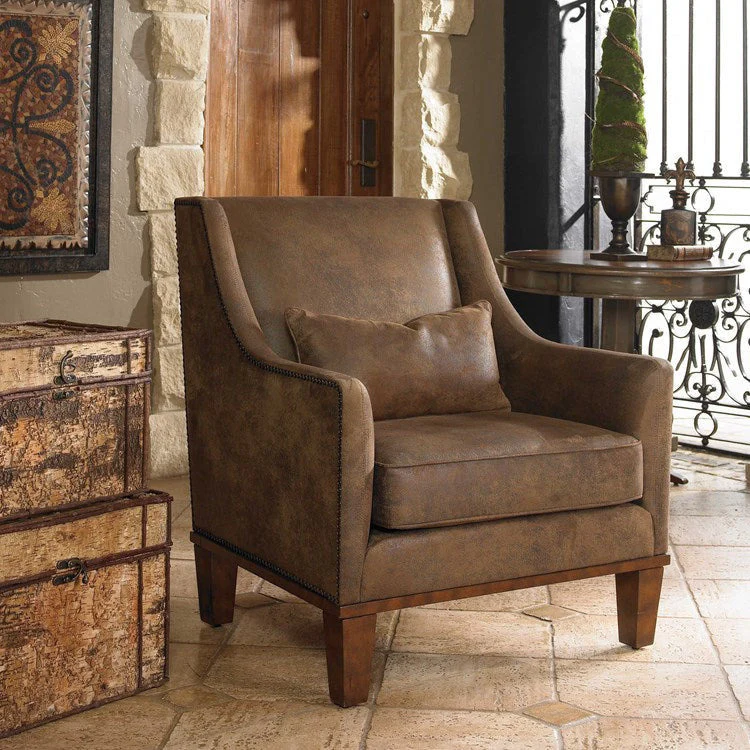 Uttermost Clay Velvety Soft Brown Fabric Armchair - Image 4