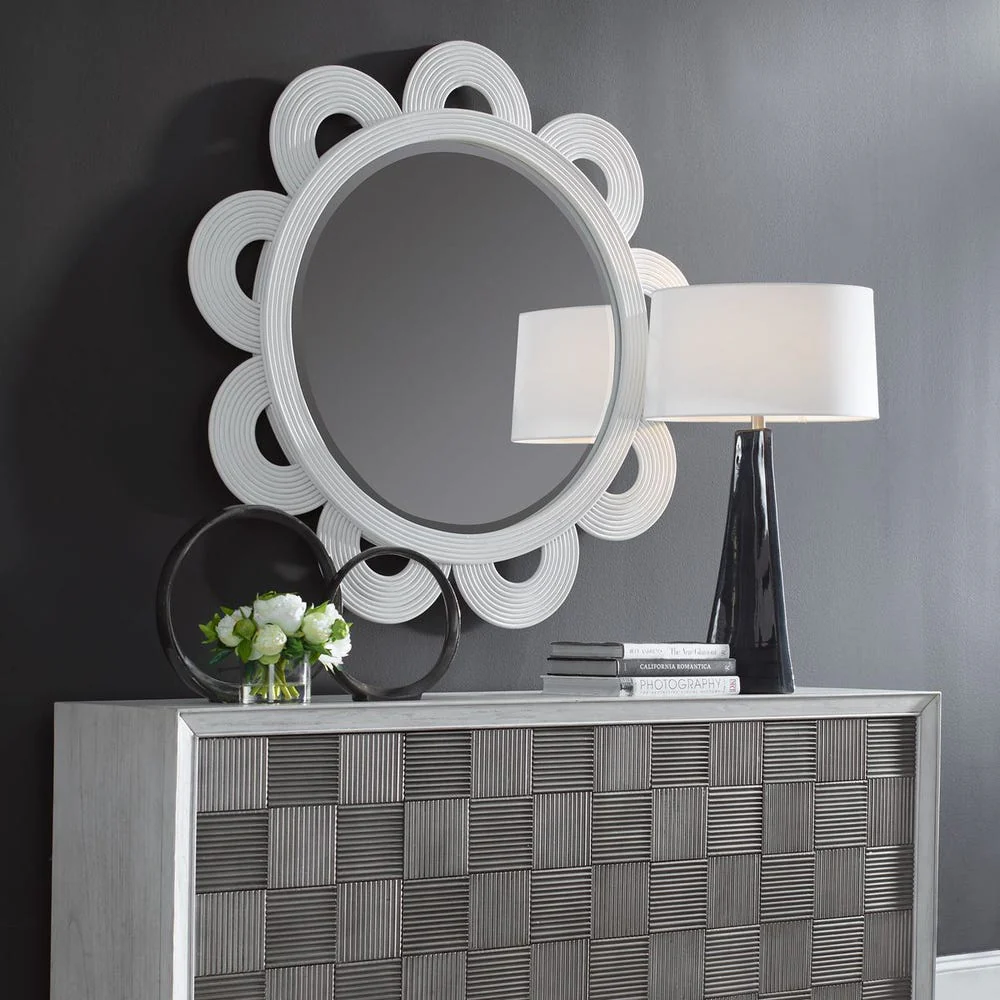 Uttermost Clematis White Natural Rattan Round Mirror - Image 2