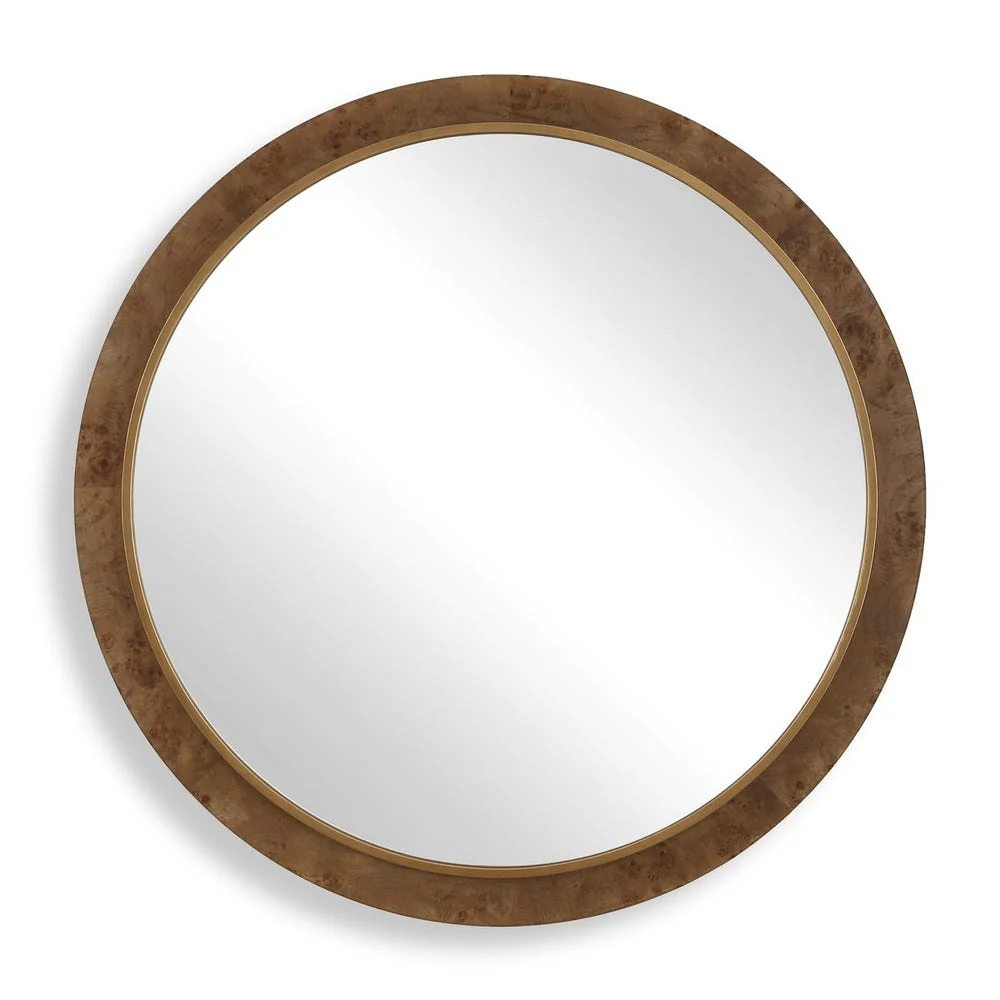 Uttermost Cleveland Antique Gold And Natural Grain Round Mirror - Image 3