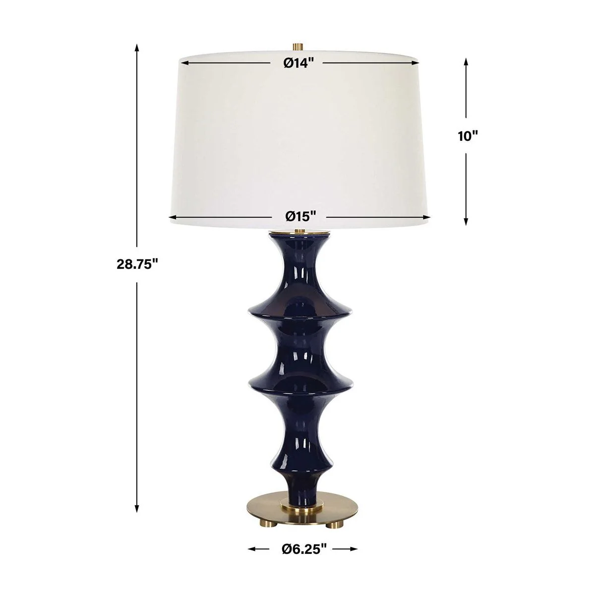 Uttermost Coil Cobalt Glazed Ceramic Table Lamp With White Linen Shade - Image 8