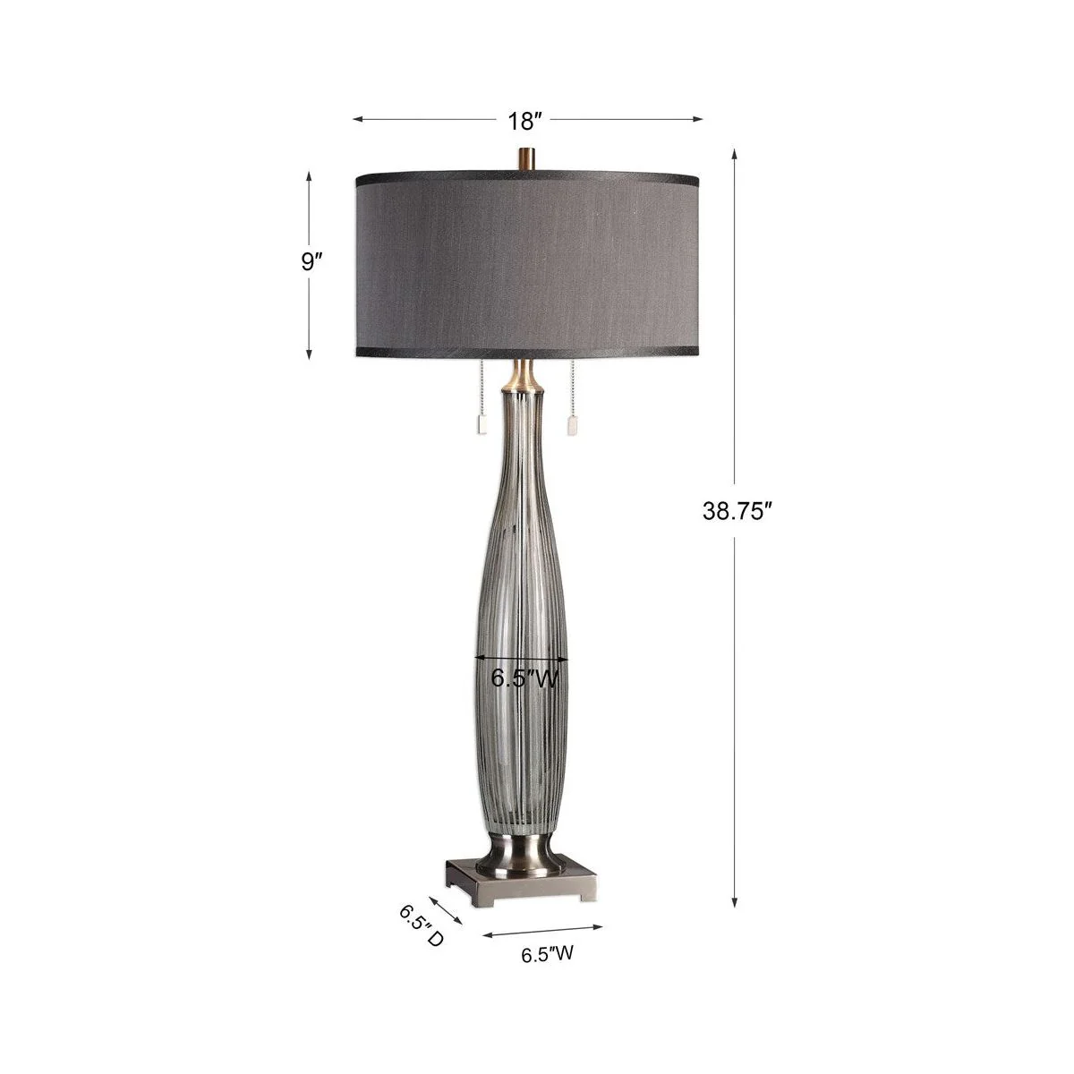 Uttermost Coloma Smoke Gray Glass Table Lamp With Linen Shade - Image 3