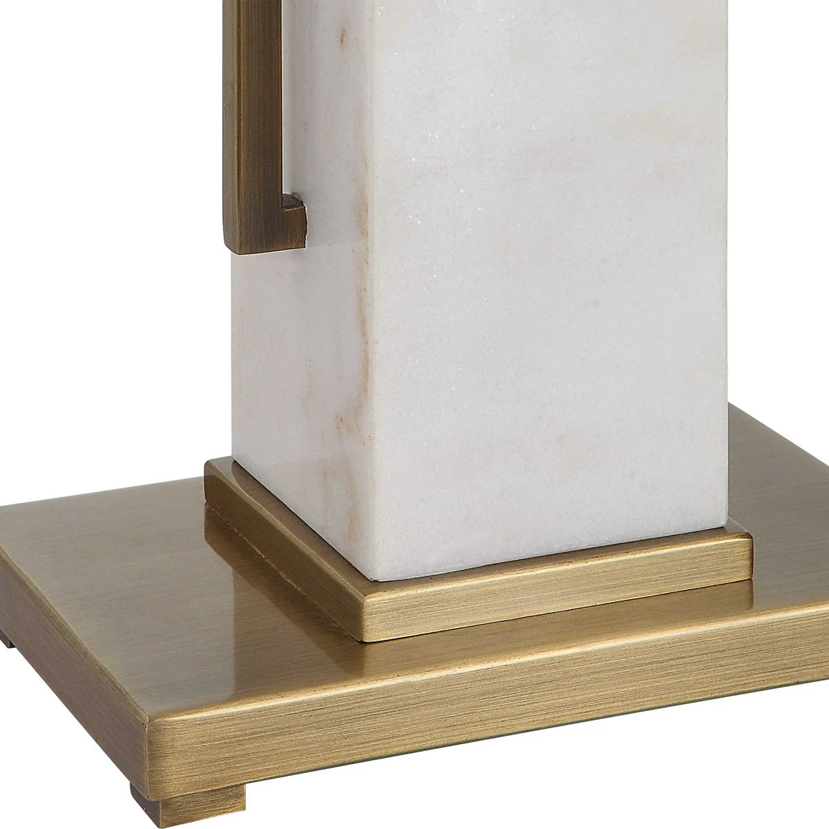 Uttermost Column Brass and Marble Table Lamp With White Linen Shade - Image 7